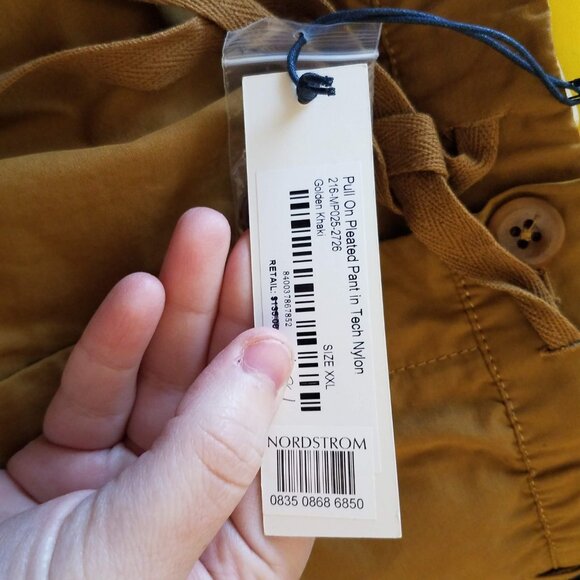 Alex Mill Mens XXL Golden Khaki Pull On Pant Tech Nylon Button Fly New - Picture 8 of 11